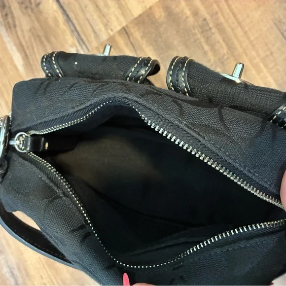 Coach Vintage Y2K MINI Black Satchel Purse Women's Handbag Jaquard Canvas Sig C - Picture 4 of 14